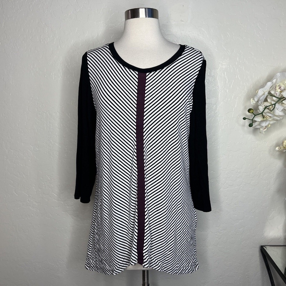 Weekend By Chicos Miter Stripe Mix Tee 1 US (8-M)